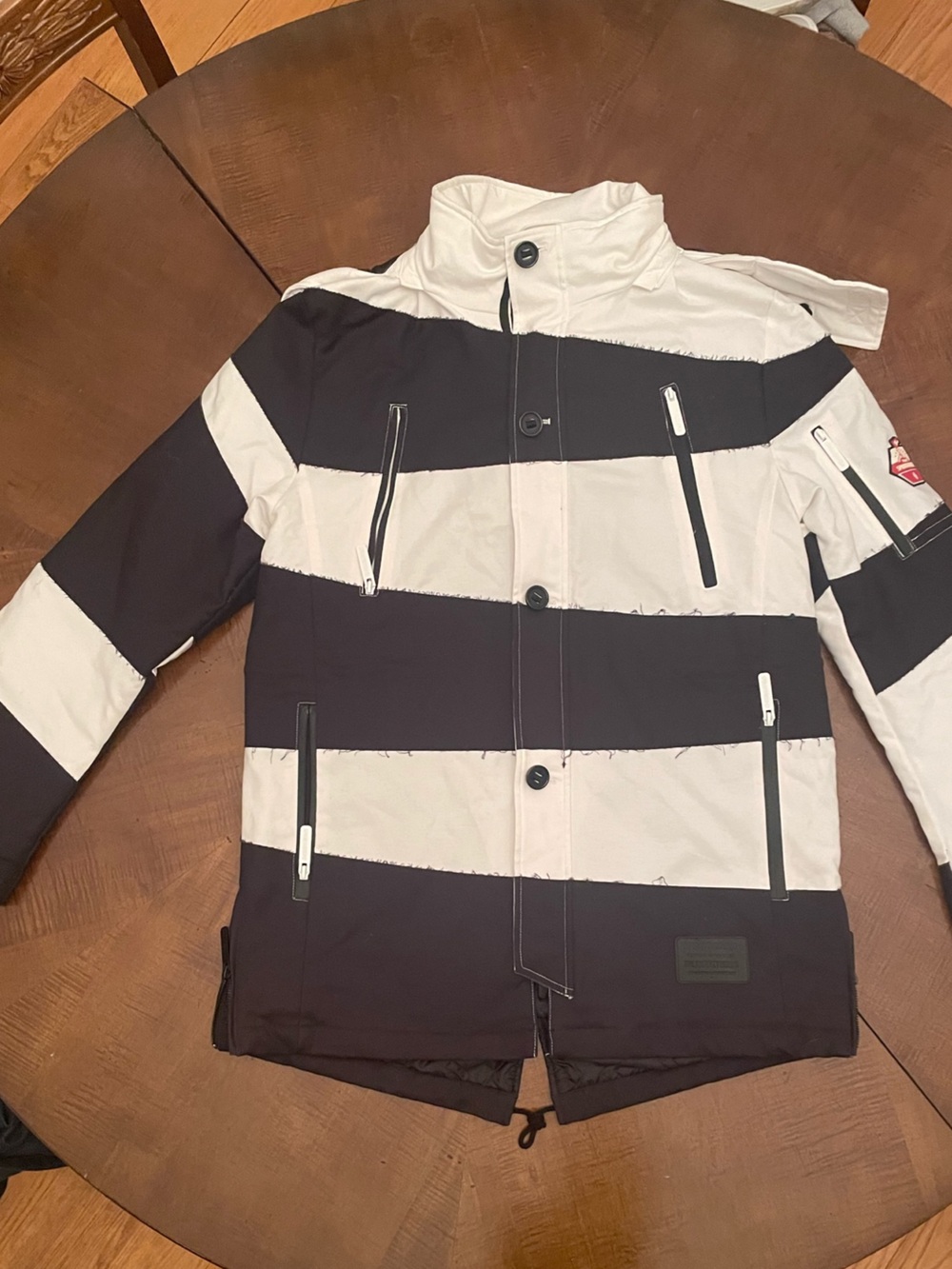 Sprayground Men's Black & White Striped Ski Jacket